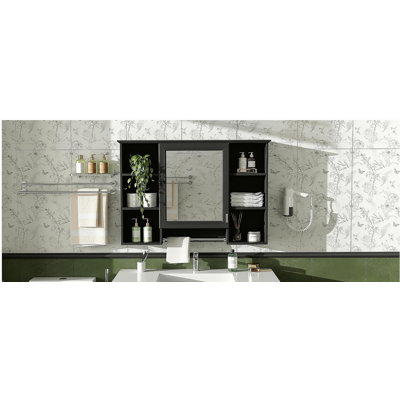 Armoire de toilette 3 en 1, armoire à pharmacie murale de 42 pouces avec tablette réglable et porte à fermeture en douceur, miroir haute définition avec rangement pour meuble-lavabo de salle de bain