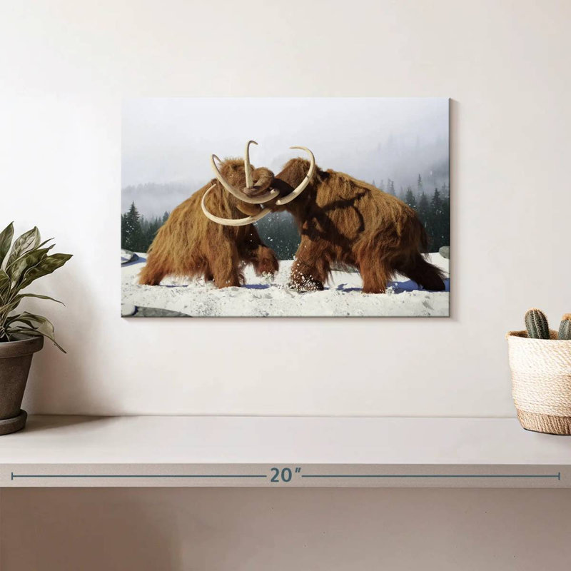Brampt Fighting Woolly Mammoths, H 8 po x l 12 po