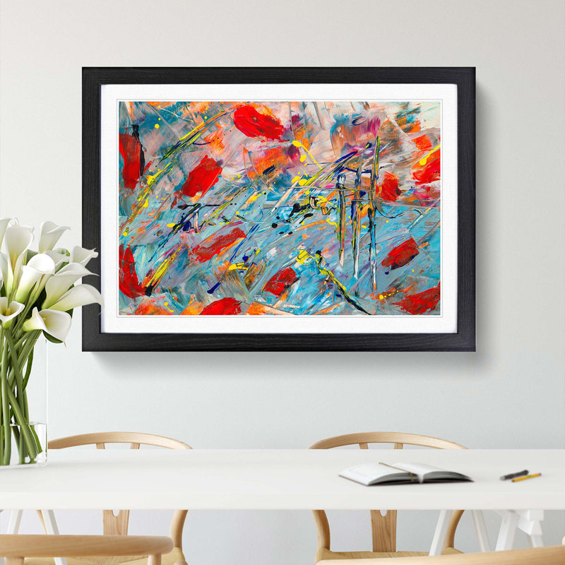Abstract Art Painting Vol.410 by S.Johnson - Picture Frame Painting Print, 27cm H x 36cm W x 2cm D, Black Framed