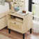 Aimara Rattan Nightstand Set 2, Bedside Table with Open Shelf and Door, Boho End Table