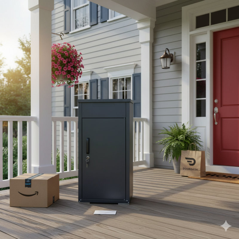 Outdoor 34'' Parcel Box Parcel Drop, Delivery Package Mail Box, Black
