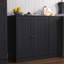 Buffet avec 3 portes, armoire de rangement pour la cuisine avec tablette réglable, armoires de bar pour le salon, entrée, noir-1776117263