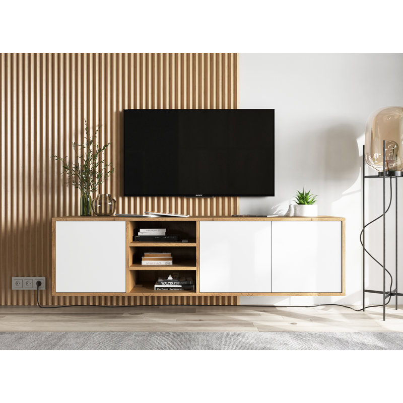 Creeve TV Stand for TVs up to 65", Oak/White Matt
