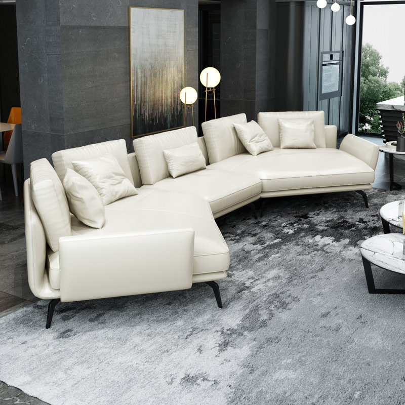 Canapé modulaire en cuir véritable Purvis de 159 po