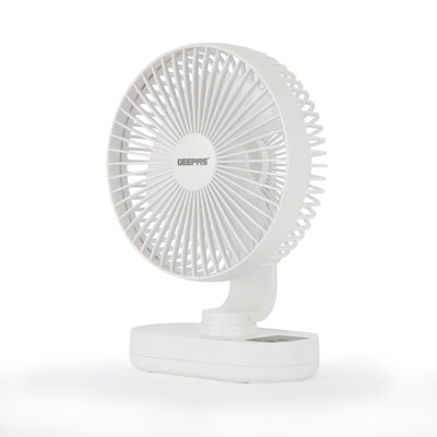 GEEPAS 8-Inch Rechargeable Desk Cooling Device | 3 Speed Silent Operation with Adjustable Head & Foldable Design | USB-C Charging, Up to 9 Hours Runtime | Portable for Table or Floor Use