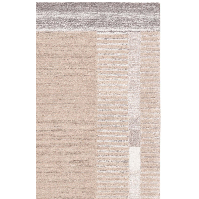 Alysandra Ebony Hand Tufted Wool Cotton Abstract Rug in Ivory/Beige, Runner 2'3" x 9'