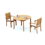 5 Pcs Grade-A Teak Wood Dining Set: 48" Round Table And 4 Lua Stacking Arm Chairs #11LU1004