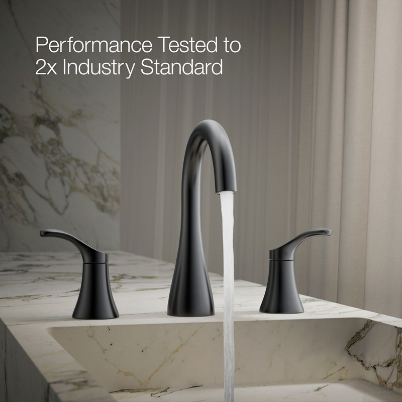 Simplice Widespread Bathroom Sink Faucet, Three-Hole Bathroom Faucet with Clicker Drain, 1.0 GPM, Black