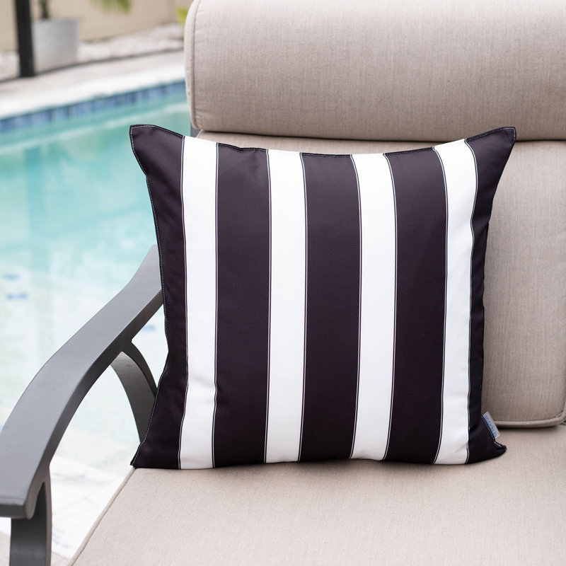 Ensemble de housses de coussin décoratives à double rayure pour l'extérieur, Noir