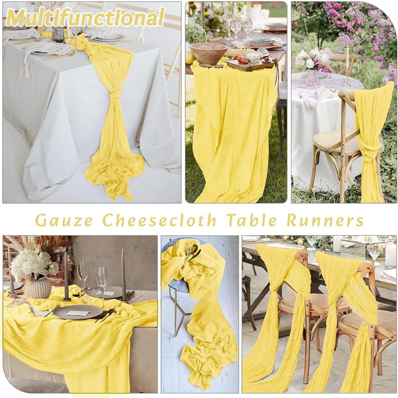Chemin de table en gaze Cheesecloth, 120" L x 108" W, Jaune clair