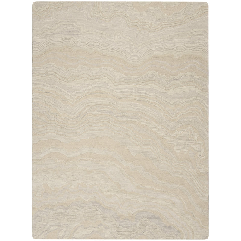 Ilijan Abstract Area Rug in Beige, Runner 7'9" x 9'9"
