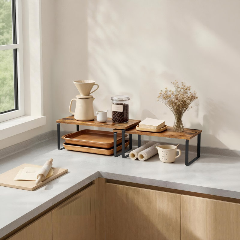 Ensemble de 2 organisateurs de tablettes extensibles, comptoir de cuisine et support à épices pour garde-manger et armoire