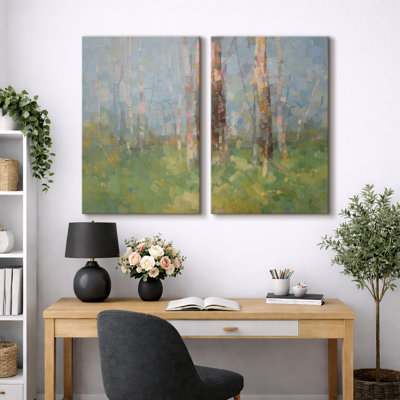 «Soft Soft Abstract Forest Landscape», chambre à coucher, impression sur toile, impression sur toile encadrée