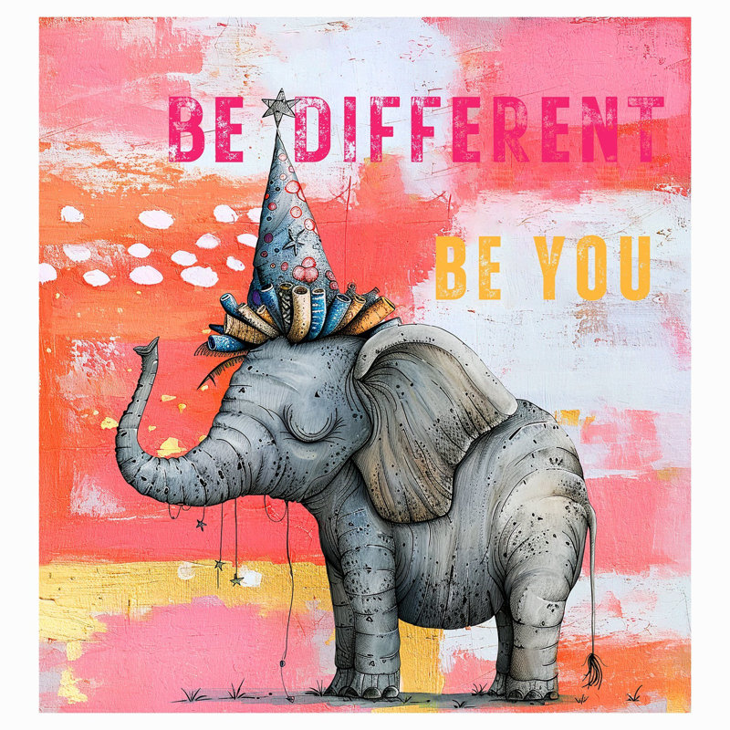 Papier peint de qualité supérieure - Éléphant, soyez différent, L 30 po x l 30 po