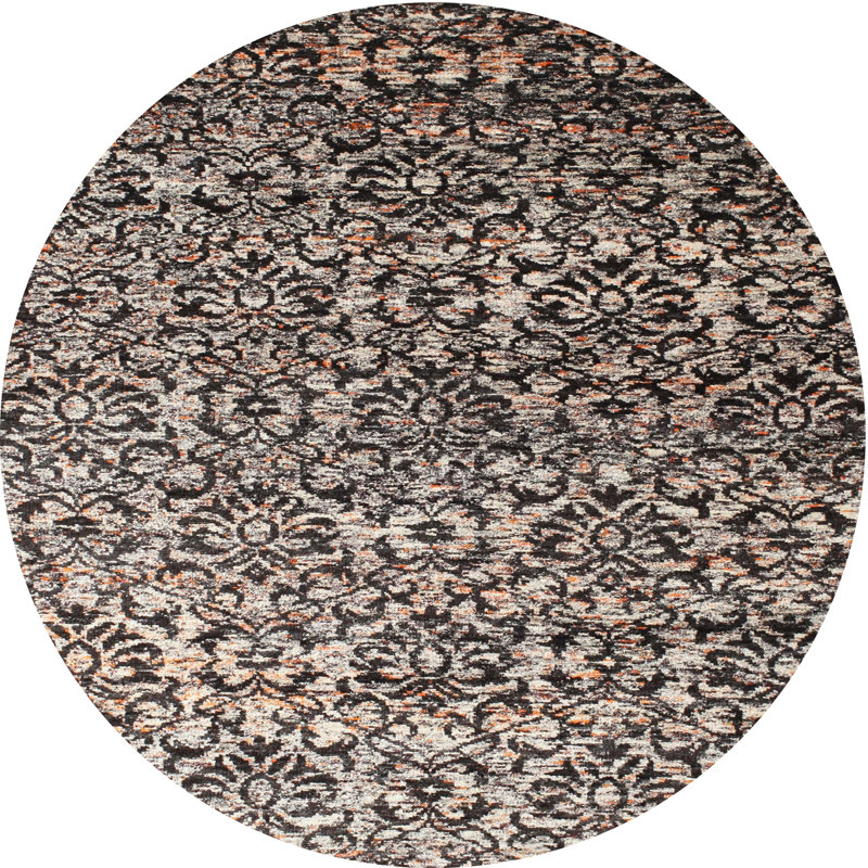 Tapis de zone noire contemporaine, Rond 7 pi
