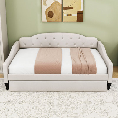 Full Upholstered Tufted Daybed with Twin Trundle