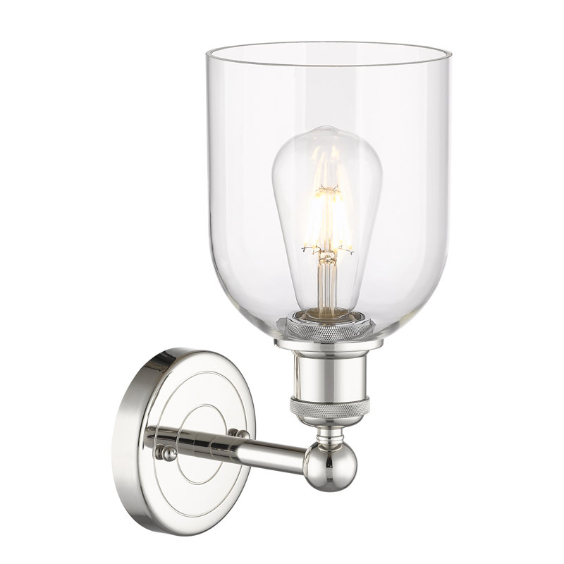 Applique murale 1 lumière 6 "Edison Allysson, Nickel poli, Transparent