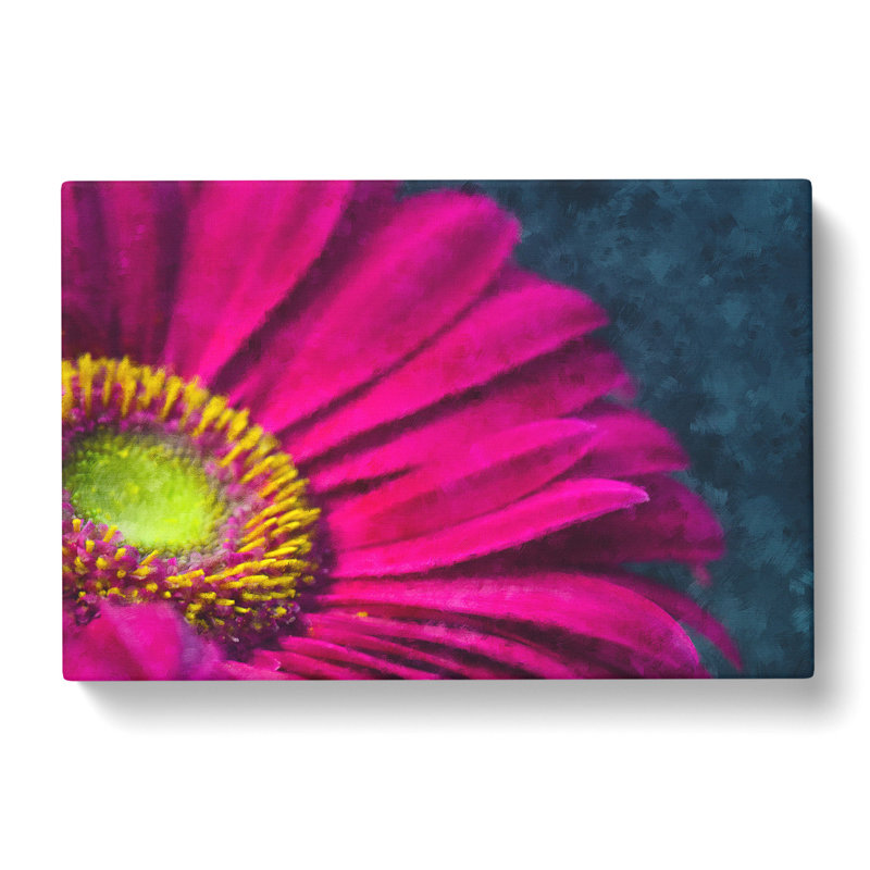 Bright Pink Gerbera Flower Painting - Wrapped Canvas, 35cm H x 50cm W x 3cm D