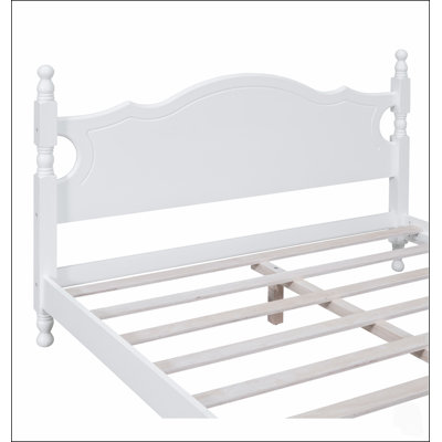 Cadre de lit plateforme en bois de style rétro avec sommier à lattes en bois durable et design classique pour un sommeil confortable