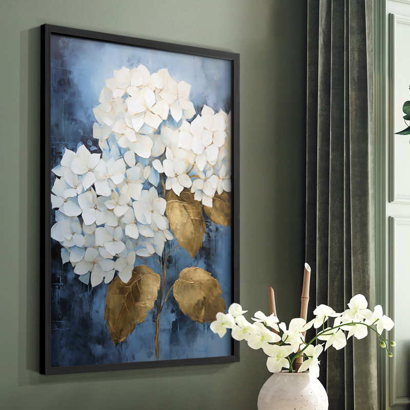 FLORAL Series CXII - reproduction encadrée de qualité supérieure - prête à être accrochée - aucun clou requis, Noir