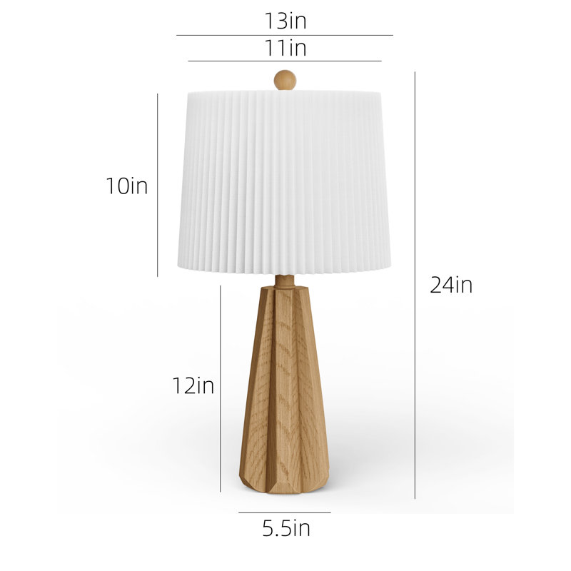 24 in. Brown Boho Resin For Bedroom/Living/Entryway Console/Decorative Supplements Room Bedside Desk Nightstand Table Lamp with Folding Shade Accent