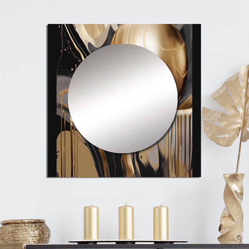 Milynn - Grand miroir carré abstrait en marbre pour décoration murale, 23 po x 23 po
