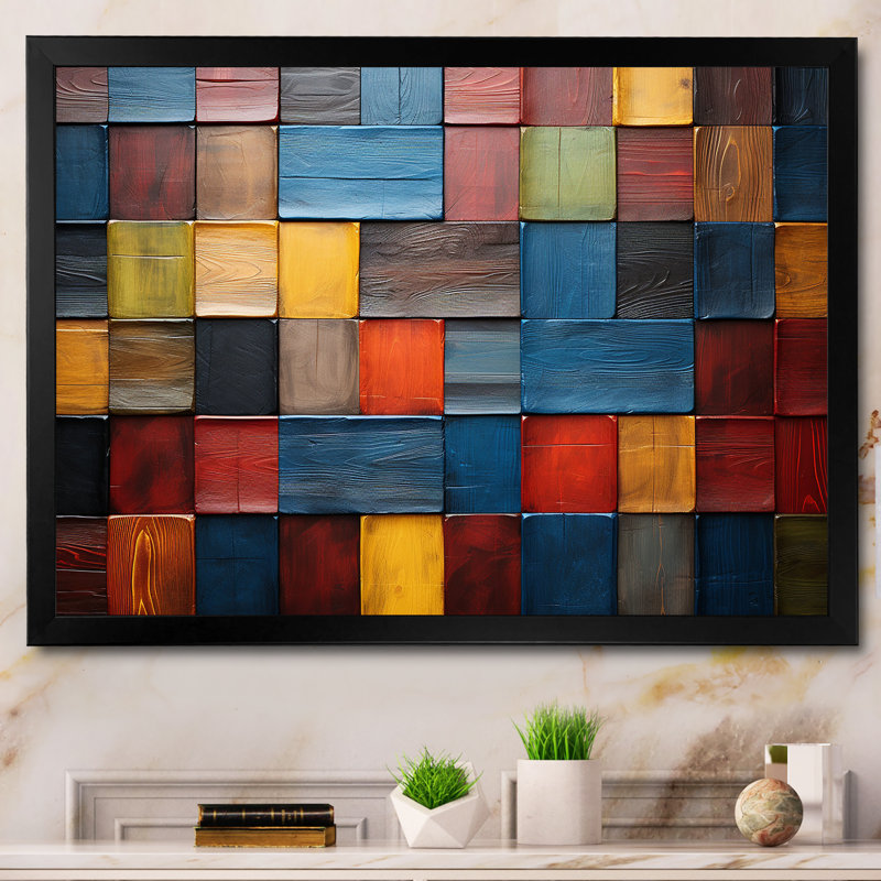 Carreaux colorés de couleurs terre V - art mural mosaïque Boho pour le salon, H 30 po x l 40 po x P 1,5 po