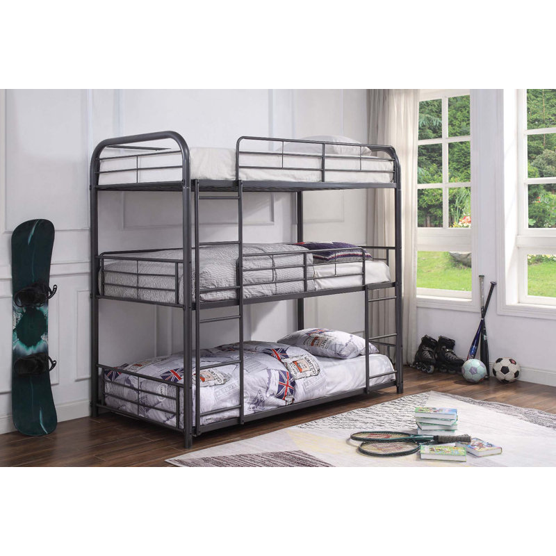 Heng Kids Bunk Bed, Full, Sandy Black