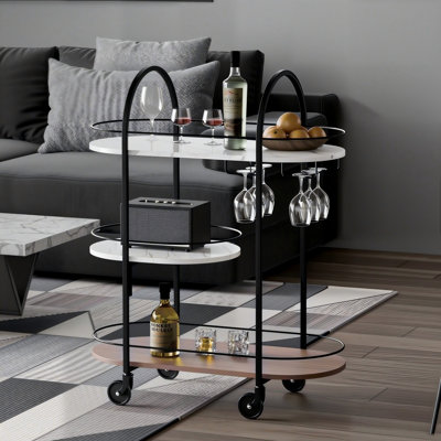 3-Tier Arc Bar Cart, 40''X32''x14''