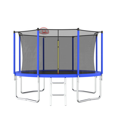 Trampoline 12 pi pour enfants et adultes avec panier et ballon de basketball