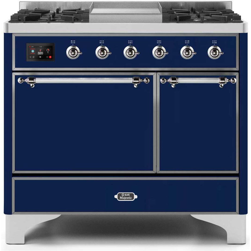 ILVE Majestic II 40 in Dual Fuel Range, White/Copper, Liquid Propane