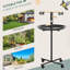 Support portatif pour perroquet, quatre roues, bols en acier inoxydable, gris, station d'alimentation pour oiseaux