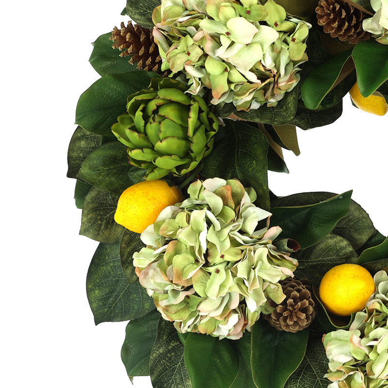 Hortensia artichaut et magnolia citron, Vert