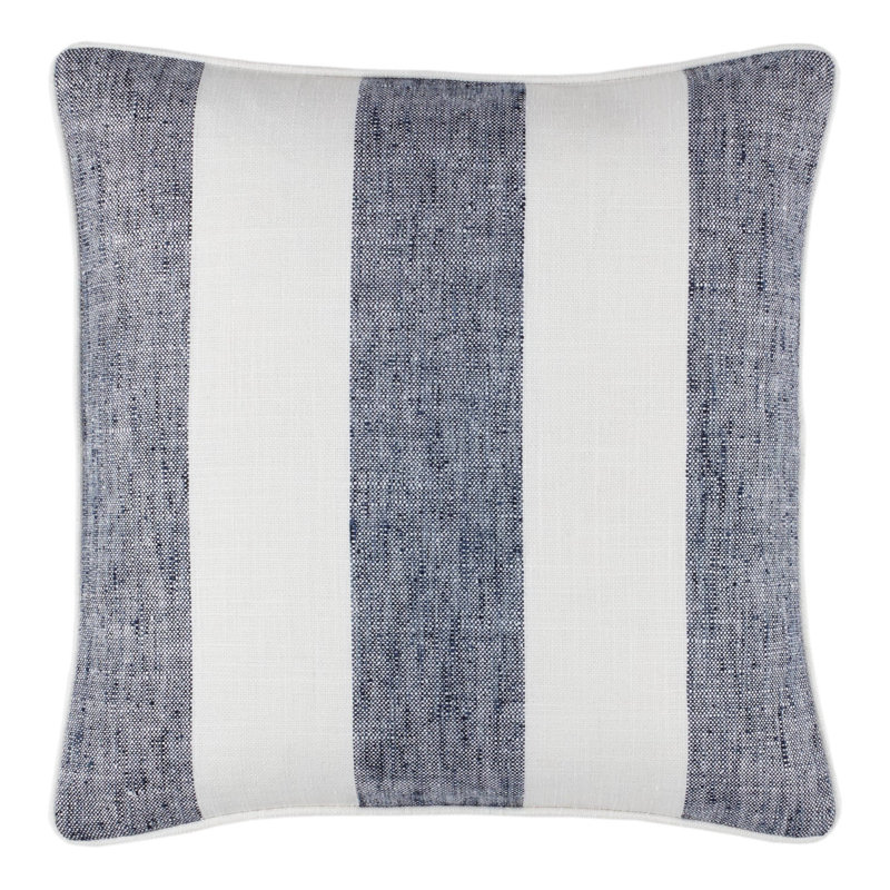 Awning Polyester Indoor/Outdoor Pillow Cover, Square 20", Blue Striped