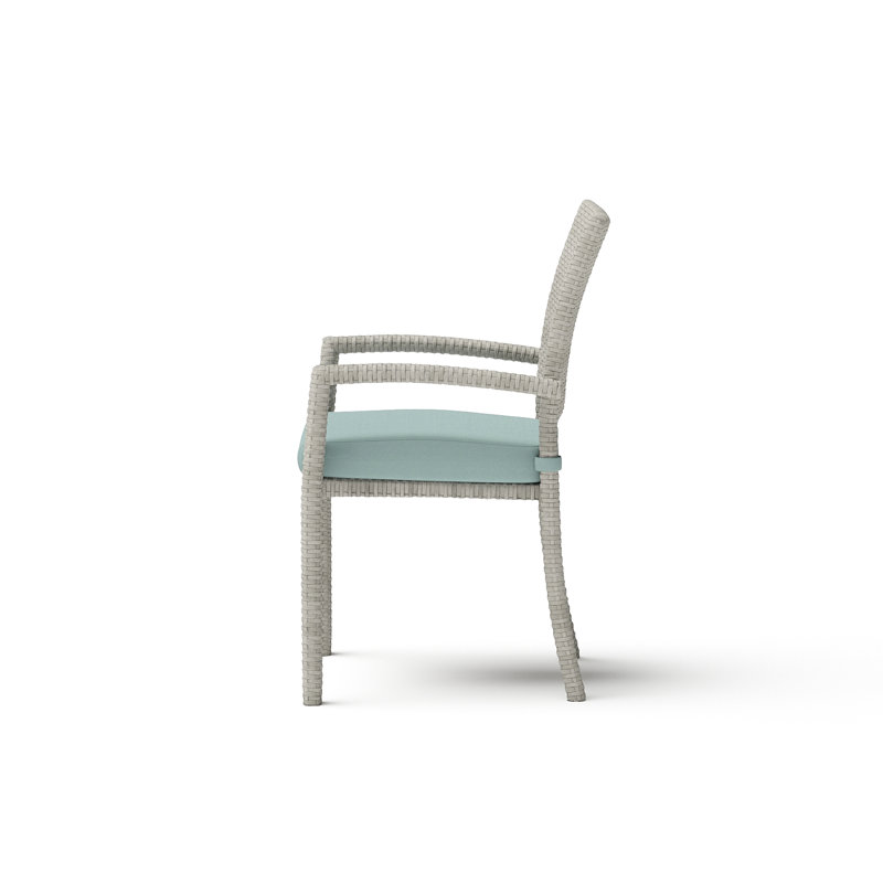 Winnie Stacking Patio Dining Armchair with Cushion, Canvas Spa Sunbrella® Canvas