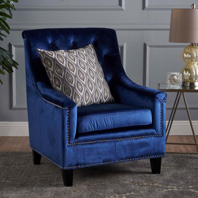Fauteuil club velours bleu marine