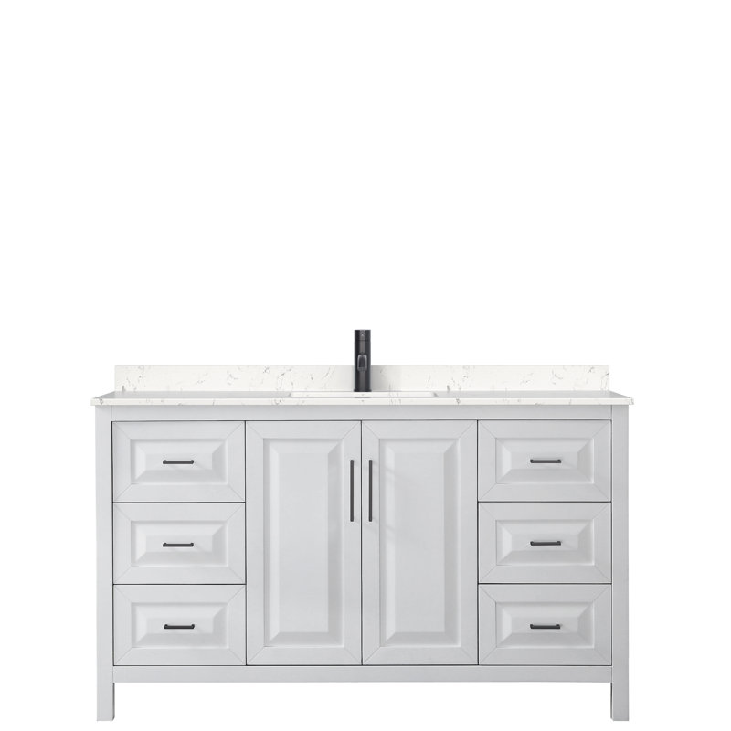 Daria 60'' White Single Bathroom Vanity with Carrara Marble Top