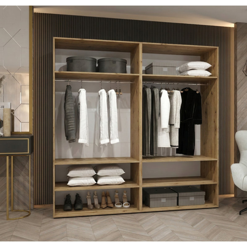 Manufactured Wood Wardrobe, artisan oak + handles: black