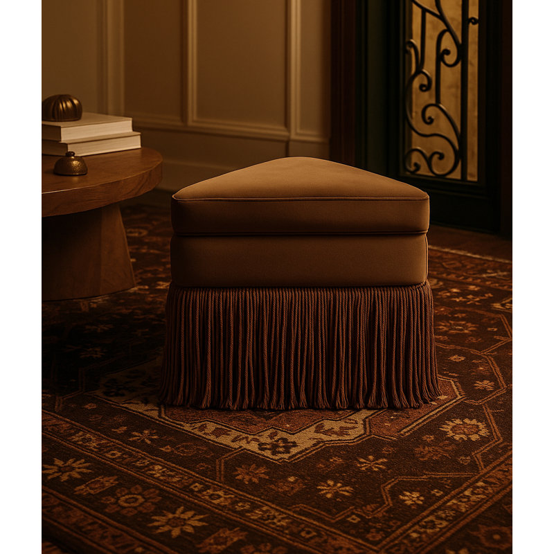 Keyia Velvet Ottoman / Stool, Brown Velvet