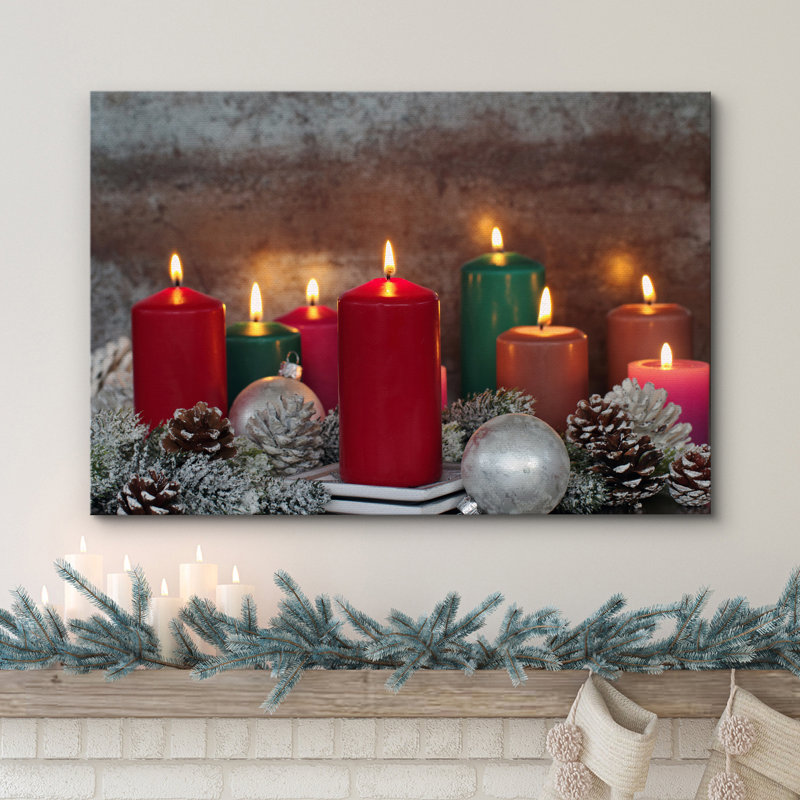 Christmas Holiday Celebration Candles X13 - Photographie sur toile tendue, H 12 po x l 18 po