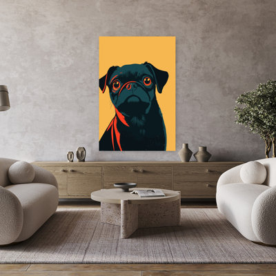 «Curious Pug Gaze», art mural moderne