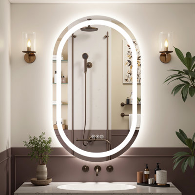 Lunara 192 LEDs/m LED Lighted Oval Bathroom/Vanity Mirror with ETL Certified, Anti-Fog Tempered Glass