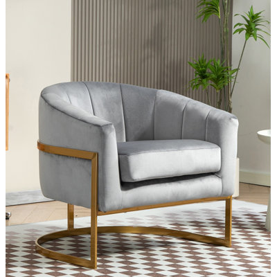 Gold frame velvet armchair