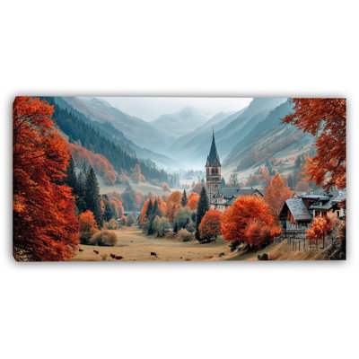 «Autumn Village», art mural sur toile tendue