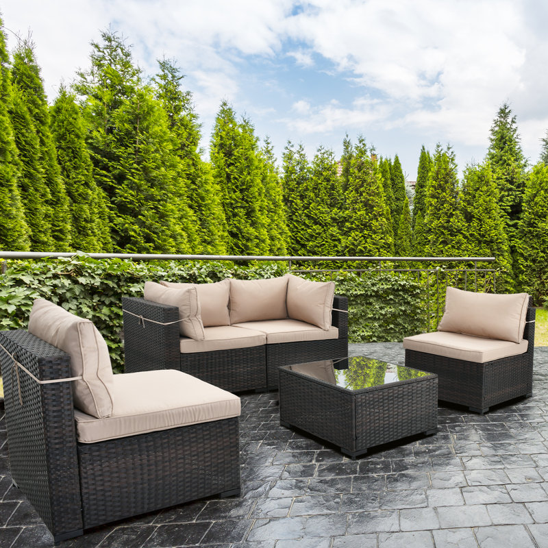 Wicker 4 - Person Modular Patio Conversation Set with Cushions