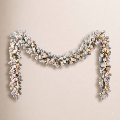 108" Frosted Pre-Lit Christmas Garland