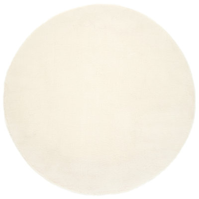 Kiera Ultrasoft Faux Fur Flokati Cream Round Rug