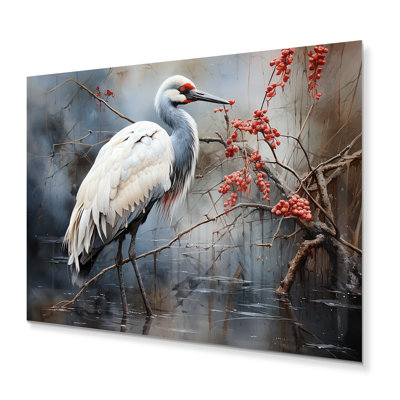 Porcelaine de Chine Redcrowed I - décoration murale animaux en métal