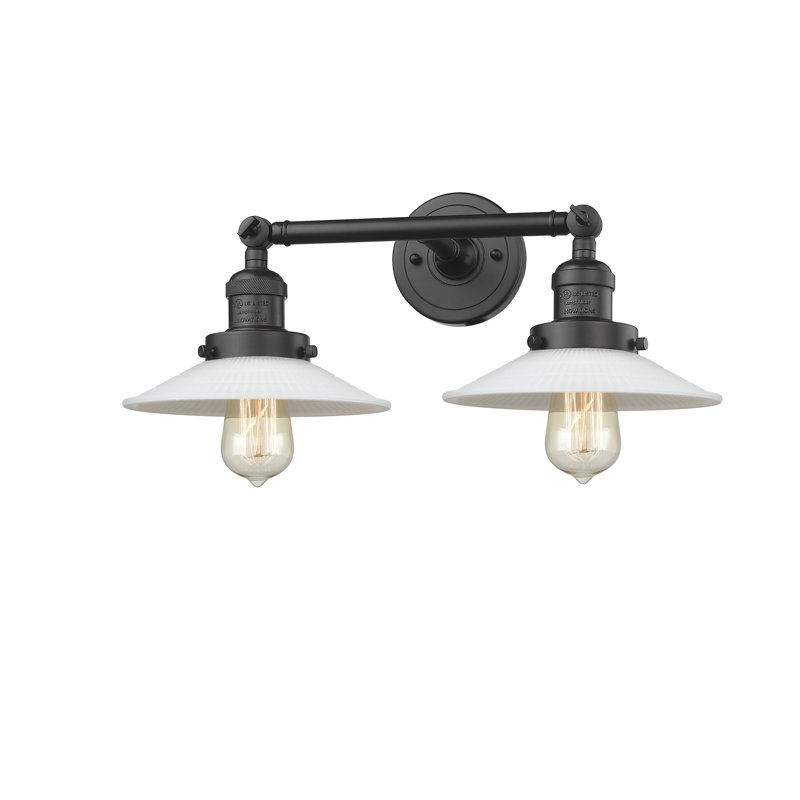 Miramontes Armed Sconce, Oil Rubbed Bronze, Matte White Halophane, 60 Watt Vintage Incandescent Bulb