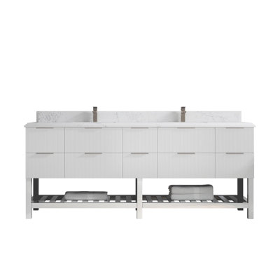 Catalina 84'' Double Bathroom Vanity with Quartz Top